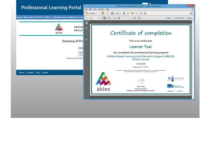 Professional Learning Portal - Certificate