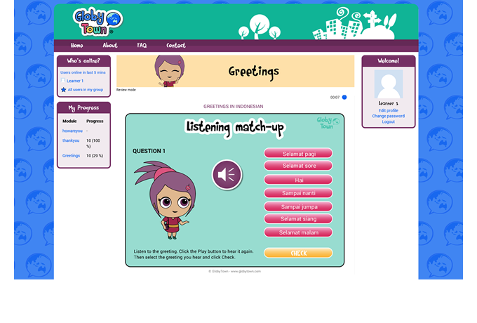 GlobyTown Language Learning Portal - Moodle LMS - SCORM